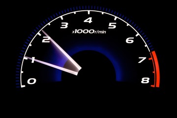 Car Tachometer lluminated at night