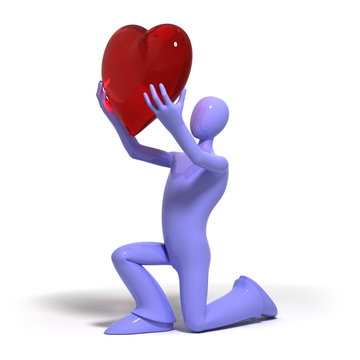 3d human give heart