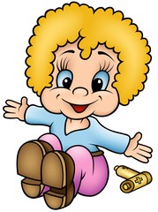 Girl Doll - colored cartoon illustration