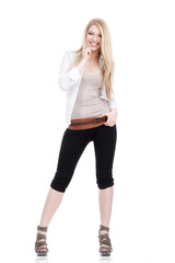 beautiful young woman standing