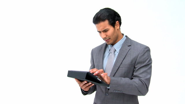 Man using his computer tablet