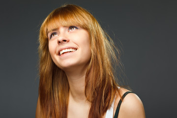 a beauty girl on the gray background