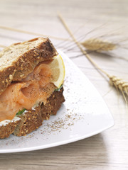 a salmon sandwich