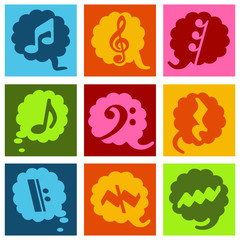 Pictogrammes notes symboles musique multicolore