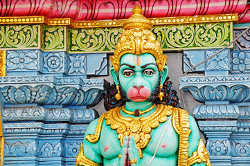 Fototapeta na wymiar Hindu God Statue Guarding The Temple