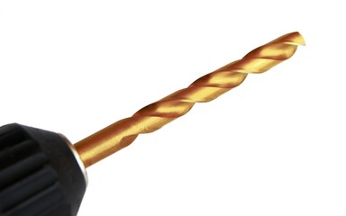 Gold drill isolated isolated on white