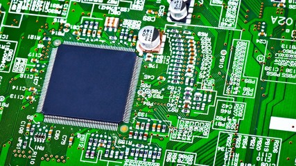 Closeup of electronic circuit board