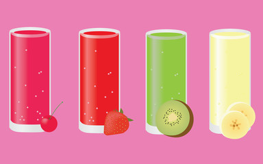 cocktails: cherry, strawberry, kiwi, banana