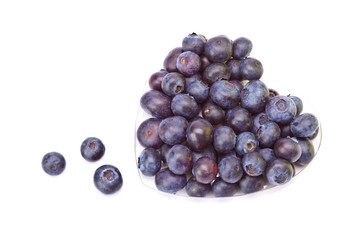 Berries of a bilberry formed into a heart shape