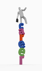 Man with case balancing on top of career