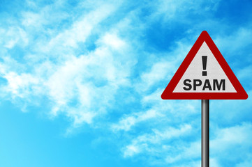 Photo realistic 'spam warning' sign, with space for text overlay