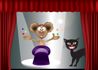 Show at the theater with the cat and mouse