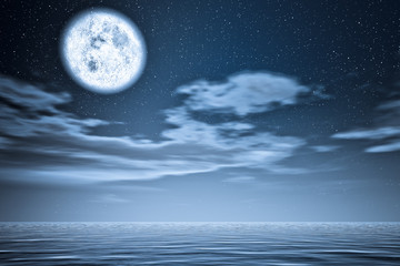 Naklejka na ściany i meble Moon upper the sea.