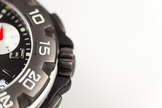 Close up of a Chronograph Watch on a White Background