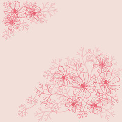 Beautiful decorative background with flowers outlines.