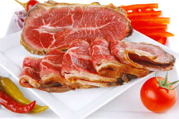 meat rolls and chunk on white