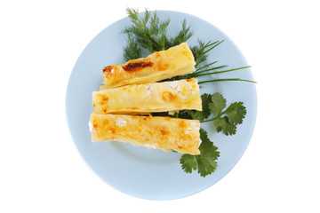 cannelloni served with greenery