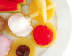 fruits mixed with ice cream