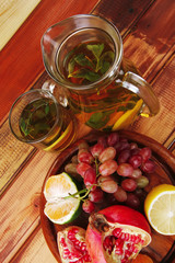 raw fruits served with tea
