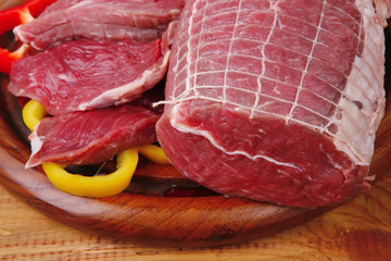 red meat on wooden table