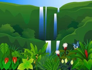 Poster Waterval in de tropische natuur © matamu