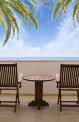 A beautiful resort image taken from a hotel balcony