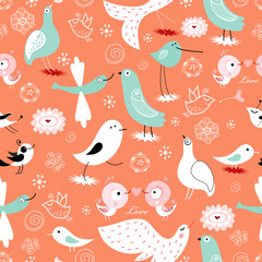 Fototapeta na wymiar Seamless pattern of ornamental birds