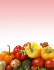 Fresh and tasty vegetables on a ligh blue gradient background