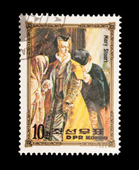 North Korean mail stamp featuring British monarch Mary Stuart