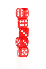 a pile of red dices