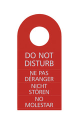 Red Isolated Do Not Disturb Door Handle Tag, Multilingual