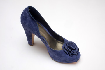 Blue high heeled shoes