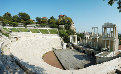 Obraz premium Ruins of ancient amphitheater in Plovdiv,Bulgaria