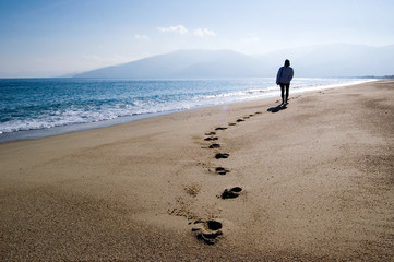 Walking at the beach