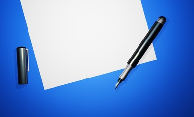 Blanko Vertrag mit Füller - Weiß Blau