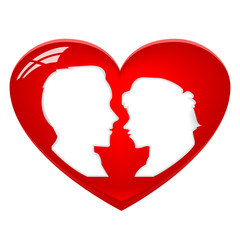 Leuchtendes Herz mit Pärchen