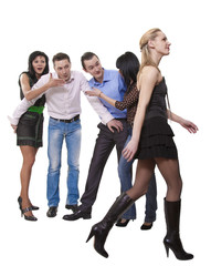 Obraz premium The beautiful blonde passes by group