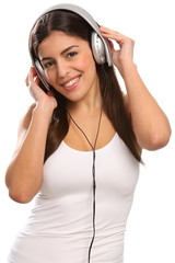Happy girl listening to music