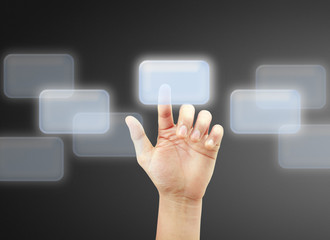hand pushing on a touch screen interface