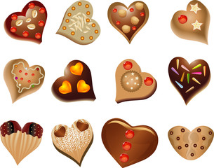 hearts cookies, cakes for valentine's day