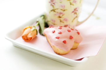 heart shape cake and cup