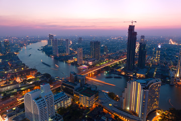 Bangkok coucher de soleil nuit - obrazy, fototapety, plakaty