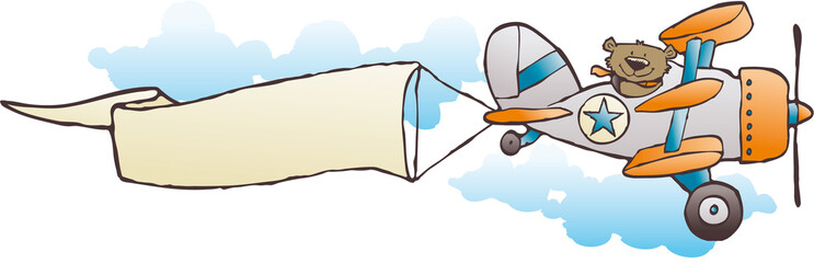 bear triplane with message banner © PrintingSociety