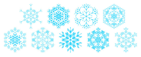 set of decorative snowflakes, vector