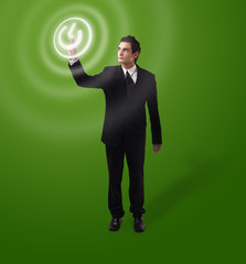 business man pressing button