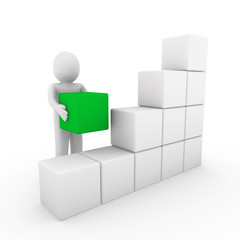 3d human cube box green white