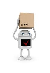 Fototapeta premium Robot with cardboard box