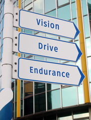 Obraz premium vision, drive, endurance signs