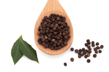 Peppercorns and Bay Leaf Herb