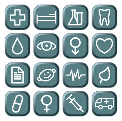 Buttons with medical symbols